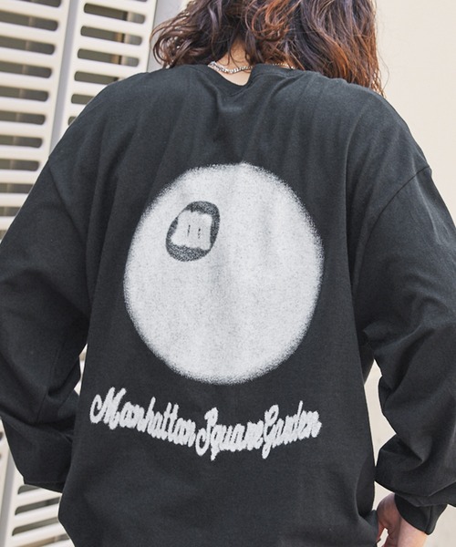 MSG(エムエスジー)の「オーバーサイズヴィンテージライクビリヤードロゴロンT(Tシャツ/カットソー・メンズ・ネイビー/ピンク/ブラック/グリーン系/ブラウン系/グレー/ホワイト・M/XL/L)」の2枚目の写真