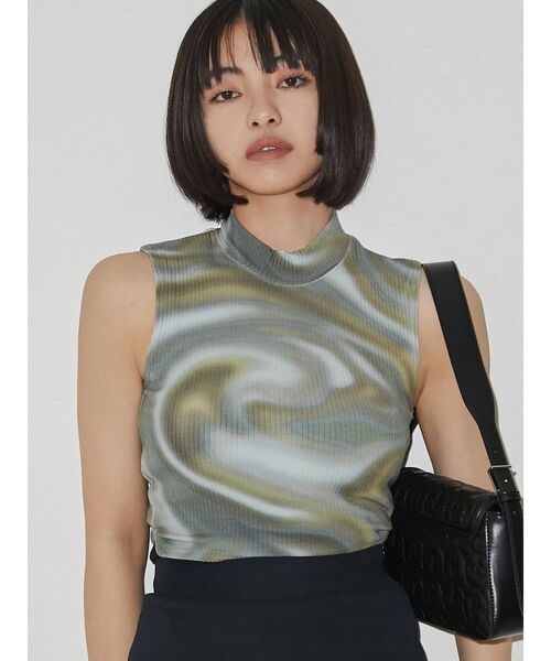 EMODA（エモダ）の「ミニハイネックリブトップ（タンクトップ・レディース・ホワイト/ブルー/その他/ブラック・FREE）」の4枚目の写真