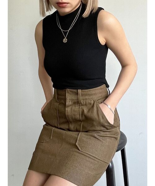 EMODA（エモダ）の「ミニハイネックリブトップ（タンクトップ・レディース・ホワイト/ブルー/その他/ブラック・FREE）」の12枚目の写真