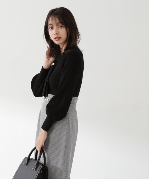 PROPORTION BODY DRESSING（プロポーションボディドレッシング）の「ボウタイリングボリュームスリーブニット / 1213270506（ニット/セーター・レディース・ブラウン系その他/ブルー/ボルドー/ホワイト系その他/ブラック・SMALL/MEDIUM）」の7枚目の写真