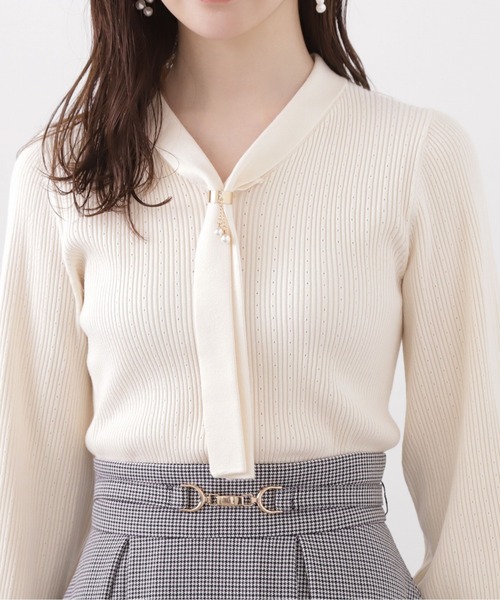 PROPORTION BODY DRESSING（プロポーションボディドレッシング）の「ボウタイリングボリュームスリーブニット / 1213270506（ニット/セーター・レディース・ブラウン系その他/ブルー/ボルドー/ホワイト系その他/ブラック・SMALL/MEDIUM）」の14枚目の写真