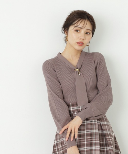 PROPORTION BODY DRESSING（プロポーションボディドレッシング）の「ボウタイリングボリュームスリーブニット / 1213270506（ニット/セーター・レディース・ブラウン系その他/ブルー/ボルドー/ホワイト系その他/ブラック・SMALL/MEDIUM）」の15枚目の写真