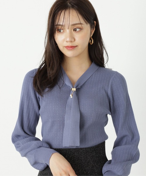 PROPORTION BODY DRESSING（プロポーションボディドレッシング）の「ボウタイリングボリュームスリーブニット / 1213270506（ニット/セーター・レディース・ブラウン系その他/ブルー/ボルドー/ホワイト系その他/ブラック・SMALL/MEDIUM）」の21枚目の写真