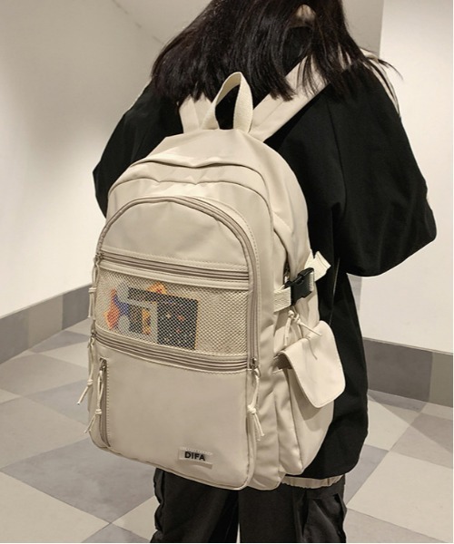 NANEA(ナネア)の「メッシュポケットデザインリュックサック(バックパック/リュック・レディース・ベージュ/ブラック・フリー)」の14枚目の写真