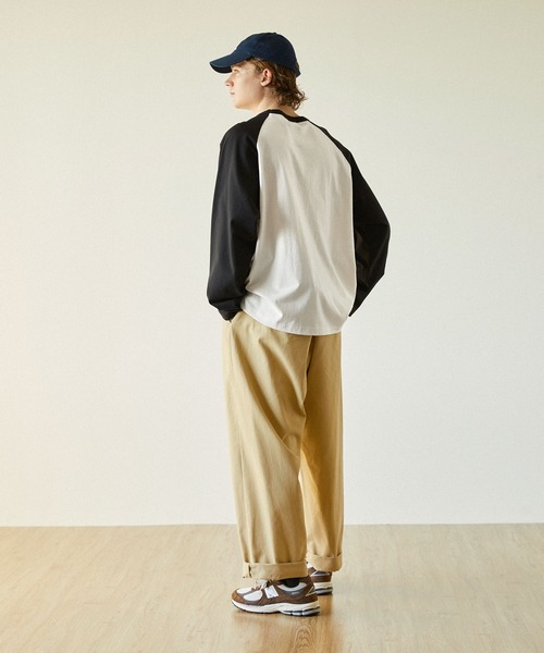 EMMA CLOTHES（エマクローズ）の「チェーン刺繍ルーズラグランスリーブ長袖Tシャツ（Tシャツ/カットソー・メンズ・ブラック/カーキ/モカ/チャコール/ダークネイビー/ブルー・M/L）」の13枚目の写真