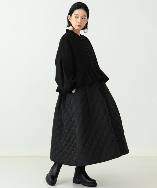 22AW✨CAROLINA GLASER キルティング配色コート ブラック 22AW✨CAROLINA GLASER キルティング配色コート ブラック 再生産