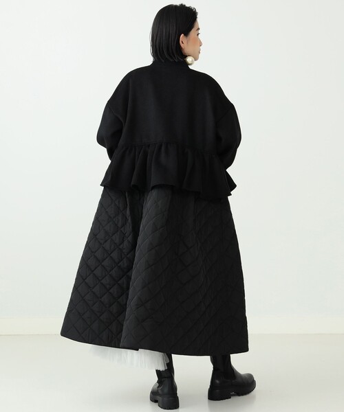 22AW✨CAROLINA GLASER キルティング配色コート ブラック 再生産が決定致しました！！CAROLINA GLASER / 配色