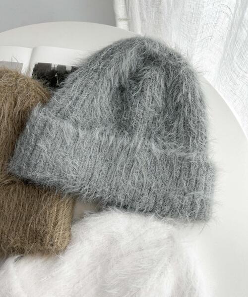 WEGO(ウィゴー)の「WEGO/シャギーニットキャップ(ニットキャップ/ビーニー・レディース・ライトベージュ/グレー/オフホワイト・FREE)」の1枚目の写真