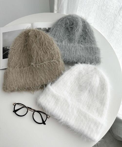 WEGO(ウィゴー)の「WEGO/シャギーニットキャップ(ニットキャップ/ビーニー・レディース・ライトベージュ/グレー/オフホワイト・FREE)」の4枚目の写真