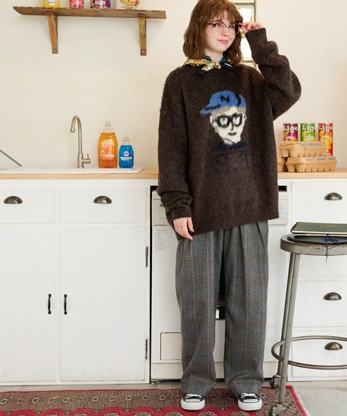 MONO-MART LADY'S（モノマートレディース）の「BOYジャガードニットプルオーバー（ニット/セーター・レディース・グレー/ネイビー/ブラウン・FREE）」の18枚目の写真