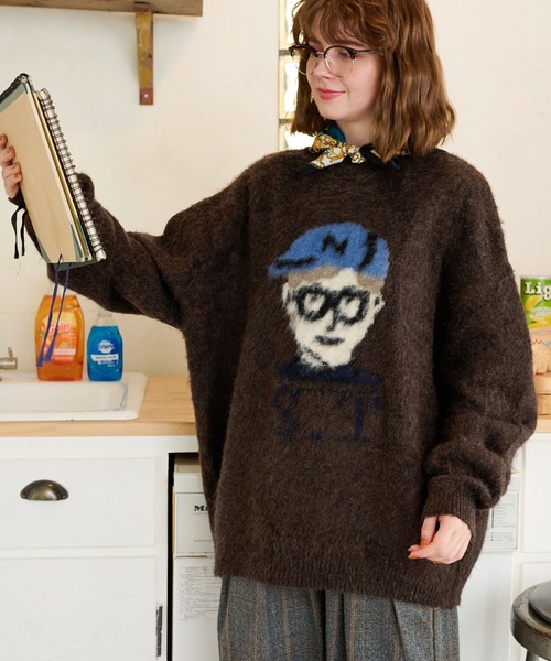 MONO-MART LADY'S（モノマートレディース）の「BOYジャガードニットプルオーバー（ニット/セーター・レディース・グレー/ネイビー/ブラウン・FREE）」の14枚目の写真