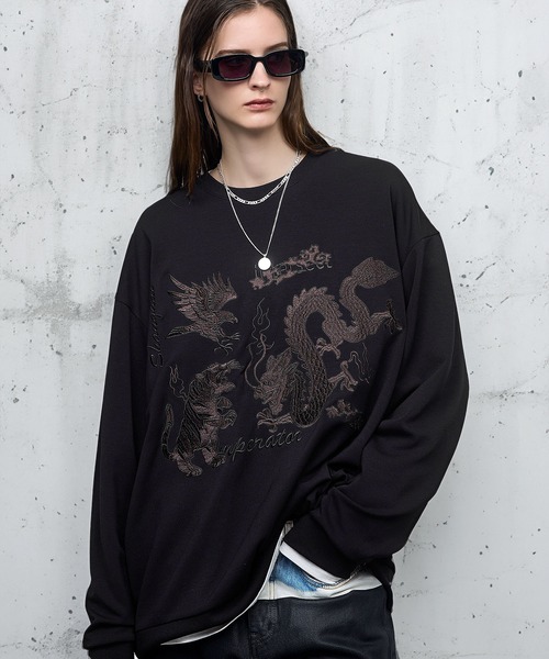 ENDER PRODUCTS（エンダープロダクツ）の「スーベニア刺繍 ビッグシルエットポンチスウェット【ENDER PRODUCTS/エンダープロダクツ】（スウェット・メンズ・ブラック/オフホワイト/スミクロ・M/L）」の2枚目の写真