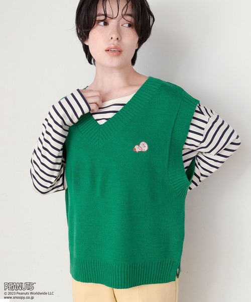セール】【ピーナッツ/PEANUTS】スヌーピー刺繍ベスト（ニット