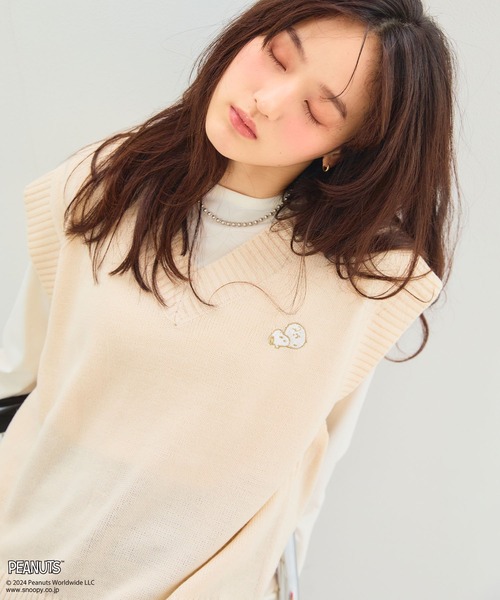 ★ 美品 ★ パーリーゲイツ ニット ベスト スヌーピー 総柄 M stst-used_1-240101301058