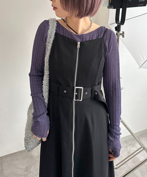 apres jour mignon（アプレジュールミニョン）の「ダブルジップフレアキャミワンピース【ZOZOTOWN限定アイテム】（ワンピース・レディース・ブラック/チャコールグレー・MEDIUM/SMALL/X-LARGE）」の3枚目の写真