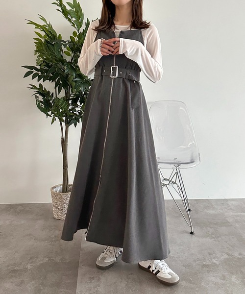 apres jour mignon（アプレジュールミニョン）の「ダブルジップフレアキャミワンピース【ZOZOTOWN限定アイテム】（ワンピース・レディース・ブラック/チャコールグレー・MEDIUM/SMALL/X-LARGE）」の12枚目の写真