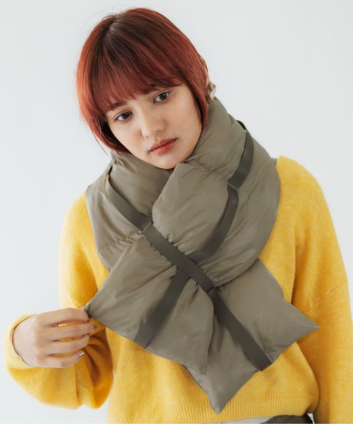 CONTROL FREAK(コントロールフリーク)の「CONTROL FREAK(コントロールフリーク)ダウン風テープ付きマフラー(マフラー・レディース・ベージュ/ブラック/グリーン・FREE)」の17枚目の写真