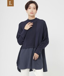 23AW＊Wings掲載＊【L】【ウォッシャブル】シャツレイヤーチュニックニット