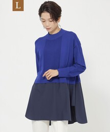 23AW＊Wings掲載＊【L】【ウォッシャブル】シャツレイヤーチュニックニット