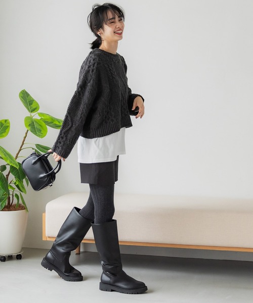 coca(coca)(コカ)の「ハイウエストショートパンツ(その他パンツ・レディース・ブラック/グレイッシュベージュ・M/L)」の6枚目の写真