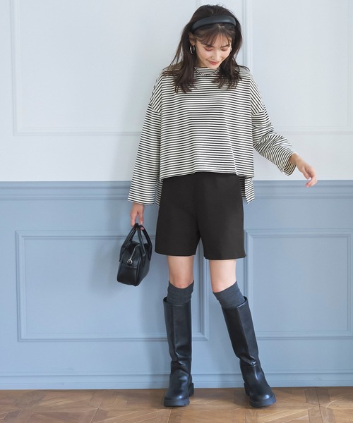 coca(coca)(コカ)の「ハイウエストショートパンツ(その他パンツ・レディース・ブラック/グレイッシュベージュ・M/L)」の4枚目の写真