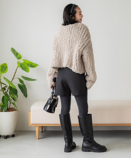 coca(coca)(コカ)の「ハイウエストショートパンツ(その他パンツ・レディース・ブラック/グレイッシュベージュ・M/L)」の7枚目の写真