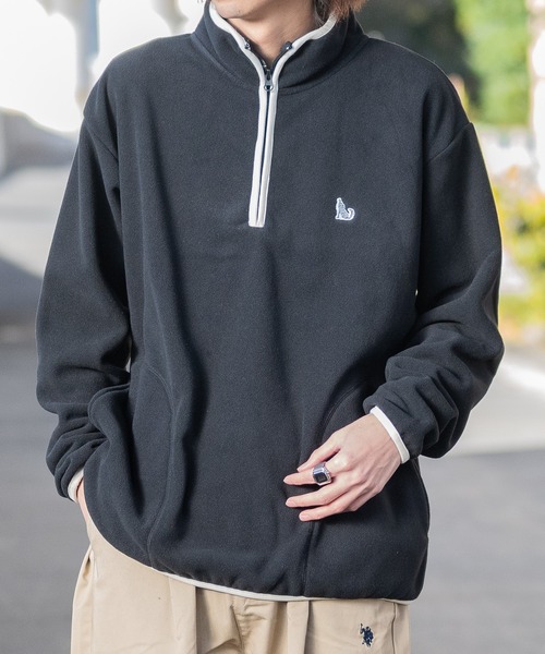 GLOVE HOUSE（グローブハウス）の「【a】ワンポイント刺繍 パイピング フリースハーフジッププルオーバー（スウェット・メンズ・ベージュ/アイボリー/チャコールグレー/ブラック・X-LARGE/LARGE/MEDIUM）」の19枚目の写真