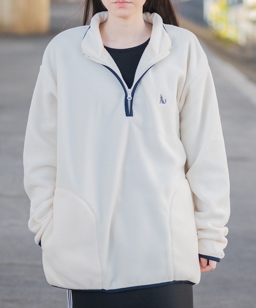 GLOVE HOUSE（グローブハウス）の「【a】ワンポイント刺繍 パイピング フリースハーフジッププルオーバー（スウェット・メンズ・ベージュ/アイボリー/チャコールグレー/ブラック・X-LARGE/LARGE/MEDIUM）」の10枚目の写真