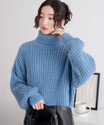 WEGO | WEGO/【23年秋冬新作】タートルネックワッフルショートプルオーバー(ニット/セーター)