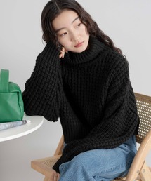 WEGO | WEGO/【23年秋冬新作】タートルネックワッフルショートプルオーバー(ニット/セーター)