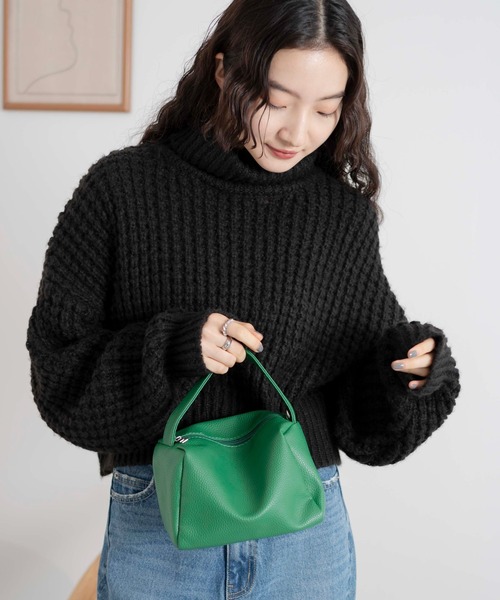 WEGO（ウィゴー）の「WEGO/タートルネックワッフルショートプルオーバー（ニット/セーター・レディース・ブルー/オフホワイト/ブラック・FREE）」の17枚目の写真