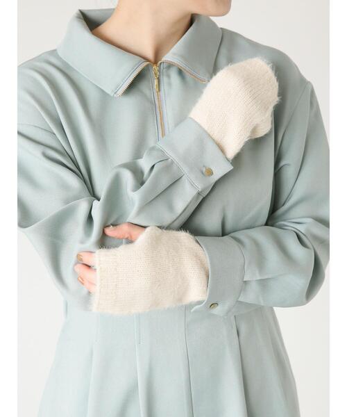 Te chichi TERRASSE(テチチテラス)の「シャギーアームウォーマー(手袋・レディース・チャコールグレー/オフホワイト・F)」の2枚目の写真