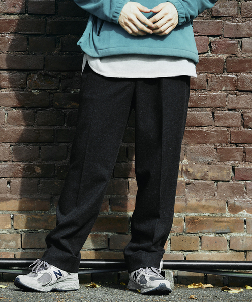 JOURNAL STANDARD relume（ジャーナルスタンダード　レリューム）の「BRUSHED TR 2TUCK SLACKS（スラックス・メンズ・グレー/ベージュ/チャコールグレー・LARGE/MEDIUM）」の2枚目の写真