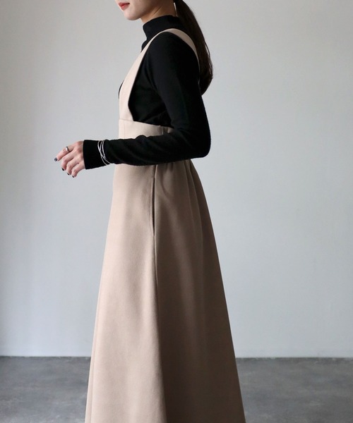 Riberry（リベリー）の「フロントジップフェイクウールジャンスカ（ジャンパースカート・レディース・チャコールグレー/グレー/ベージュ・MEDIUM）」の6枚目の写真