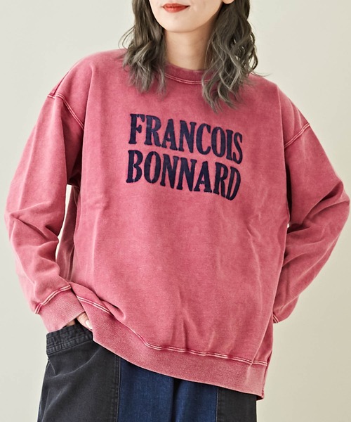 CUBE SUGAR（キューブシュガー）の「ケミカル加工フロッキーロゴプリントトレーナー（スウェット・レディース・ブラック/ピンク/ベージュ/グリーン/マルチ・M）」の5枚目の写真