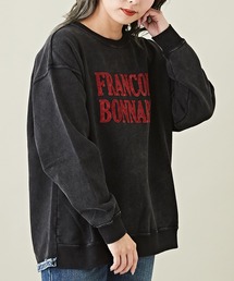 CUBE SUGAR | ケミカル加工フロッキーロゴプリントトレーナー(スウェット)