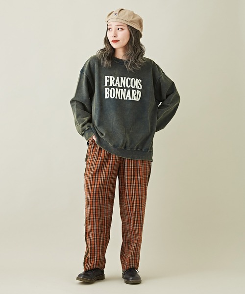 CUBE SUGAR（キューブシュガー）の「ケミカル加工フロッキーロゴプリントトレーナー（スウェット・レディース・ブラック/ピンク/ベージュ/グリーン/マルチ・M）」の16枚目の写真