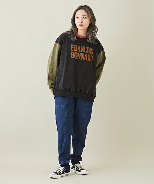 CUBE SUGAR（キューブシュガー）の「ケミカル加工フロッキーロゴプリントトレーナー（スウェット・レディース・ブラック/ピンク/ベージュ/グリーン/マルチ・M）」の19枚目の写真