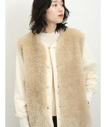 Samansa Mos2 blue | ボアベスト付リバーシブルブルゾン(ブルゾン)