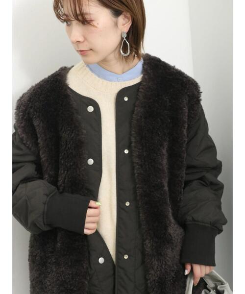 Samansa Mos2 blue（サマンサモスモスブルー）の「ボアベスト付リバーシブルブルゾン（ブルゾン・レディース・カーキ/チャコールグレー/キナリ・F）」の7枚目の写真