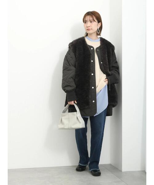 Samansa Mos2 blue（サマンサモスモスブルー）の「ボアベスト付リバーシブルブルゾン（ブルゾン・レディース・カーキ/チャコールグレー/キナリ・F）」の9枚目の写真