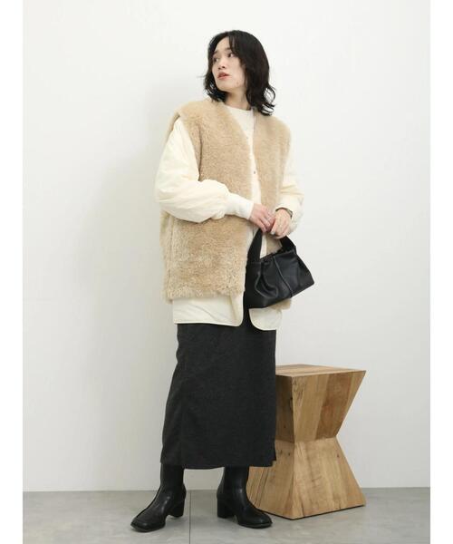 Samansa Mos2 blue（サマンサモスモスブルー）の「ボアベスト付リバーシブルブルゾン（ブルゾン・レディース・カーキ/チャコールグレー/キナリ・F）」の16枚目の写真