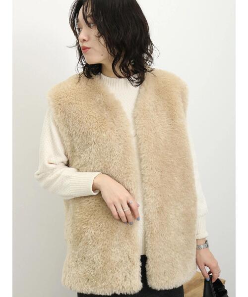 Samansa Mos2 blue（サマンサモスモスブルー）の「ボアベスト付リバーシブルブルゾン（ブルゾン・レディース・カーキ/チャコールグレー/キナリ・F）」の20枚目の写真