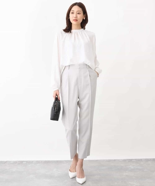 MK MICHEL KLEIN(エムケーミッシェルクラン)の「テーパードパンツ/セットアップ対応/洗える(スラックス・レディース・ネイビー/ライトグレー/ベージュ・36/40/38)」の20枚目の写真