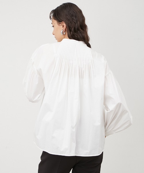 Mila Owen（ミラオーウェン）の「ピンタックスタンドカラー袖ボリュームブラウス（シャツ/ブラウス・レディース・ホワイト/ピンク/ブラック/その他・0/1）」の8枚目の写真
