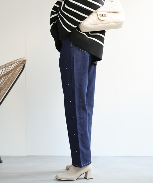 sakishimatokyo（サキシマトーキョー）の「【3サイズ展開】パール付きデニムパンツ（デニムパンツ・レディース・ブルー/インディゴブルー/ライトグレー・LARGE/MEDIUM/SMALL）」の9枚目の写真