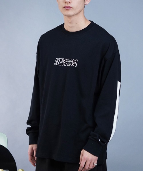 NEW ERA(ニューエラ)の「【ムラサキスポーツ別注】NEW ERA/ニューエラ オーバーサイズ バックプリントロンT クルーネックTシャツ/吸汗速乾 UVカット 14121999/14306821/14306822(Tシャツ/カットソー・メンズ・ブラック×ホワイト/ホワイト×ブラック・M/L/XL/2XL)」の2枚目の写真