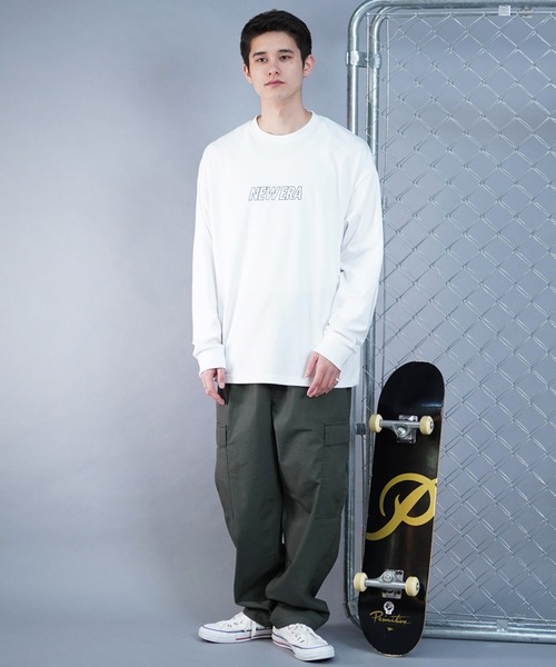 NEW ERA(ニューエラ)の「【ムラサキスポーツ別注】NEW ERA/ニューエラ オーバーサイズ バックプリントロンT クルーネックTシャツ/吸汗速乾 UVカット 14121999/14306821/14306822(Tシャツ/カットソー・メンズ・ブラック×ホワイト/ホワイト×ブラック・M/L/XL/2XL)」の6枚目の写真