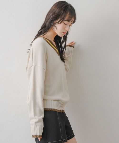 RETRO GIRL(レトロガール)の「チルデンNTPO(ニット/セーター・レディース・ナチュラル/チャコールグレー/ダークブルー・FREE)」の7枚目の写真