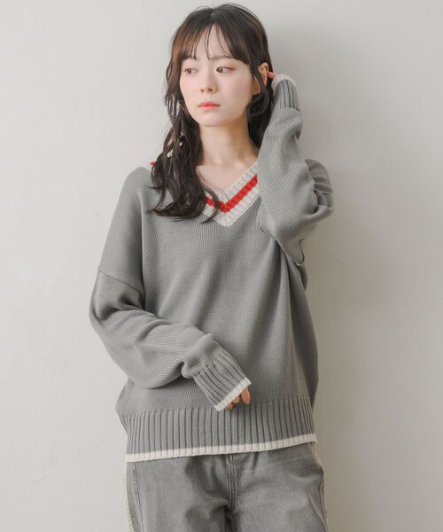 RETRO GIRL(レトロガール)の「チルデンNTPO(ニット/セーター・レディース・ナチュラル/チャコールグレー/ダークブルー・FREE)」の21枚目の写真